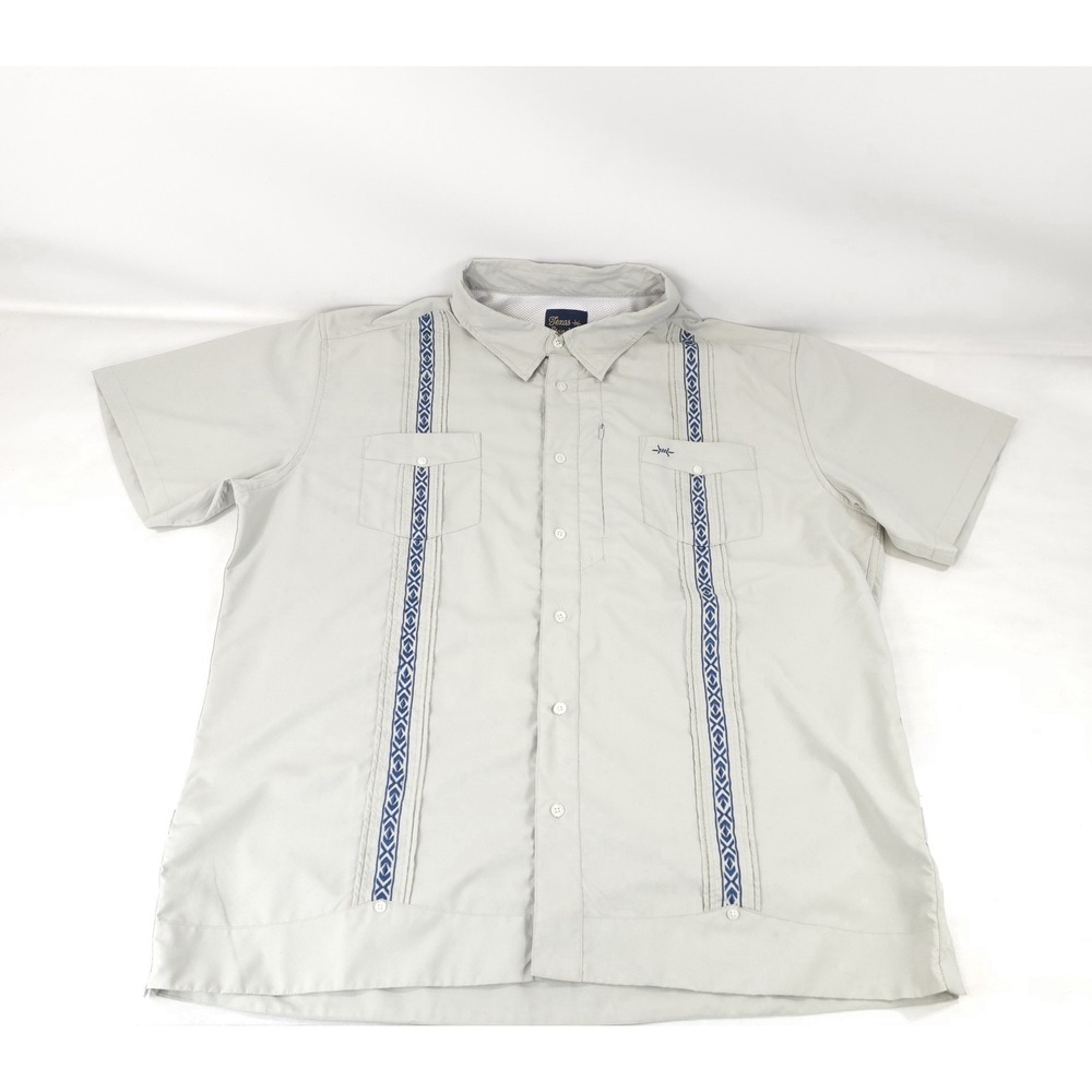 Texas Standard Men's Gray Short Sleeve Guayabera Libre Shirt Size XXL
